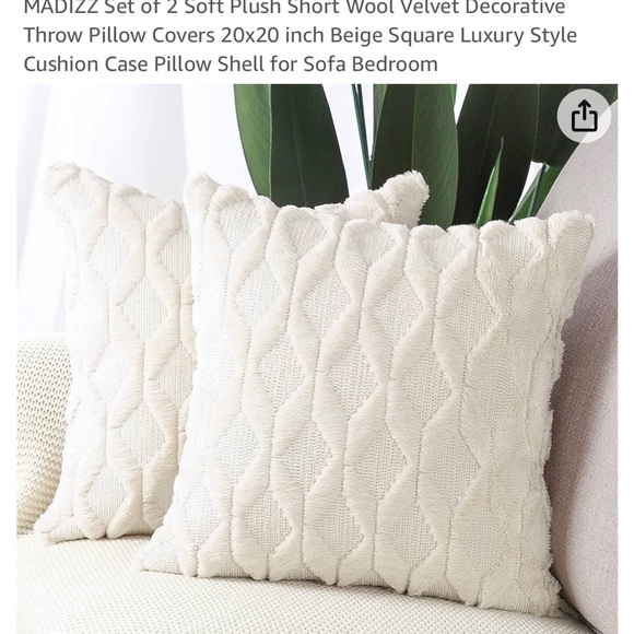 MADIZZ Set of 2 Soft Plush Short Wool Velvet Decorative Throw Pillow Cover 20X20 - Picture 7 of 7